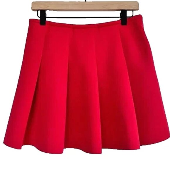 Maeve by Anthropologie Pleated Pull-On Scuba Mini Skirt – Cherry Red M - Picture 2 of 5